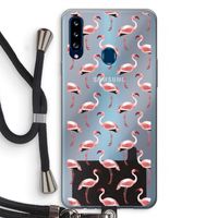 Flamingoprint groen: Samsung Galaxy A20s Transparant Hoesje met koord