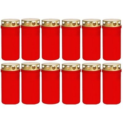 12x Rode grafkaarsen/gedenklichte met deksel 6 x 12,6 cm 2 dagen