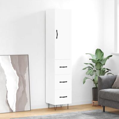 Hoge kast 34,5x34x180 cm bewerkt hout wit