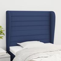 Hoofdbord met randen 83x23x118/128 cm stof blauw