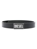 Diesel logo-plaque leather belt - Noir