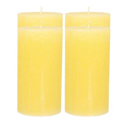 Atmosphera Stompkaars - 4x - geel - 7 x 13 cm - rustiek model - cilinderkaars - kaars