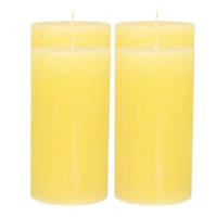 Atmosphera Stompkaars - 4x - geel - 7 x 13 cm - rustiek model - cilinderkaars - kaars