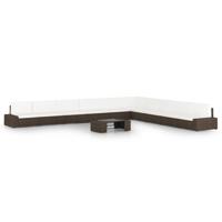 11-delige Loungeset met kussens poly rattan bruin