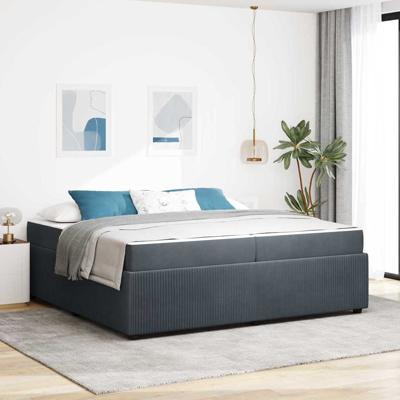 Bedframe met matras met matras Donkergrijs 200 x 200 cm Fluweel