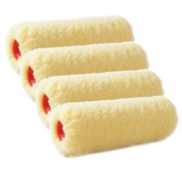 Set van 4x stuks muur vacht verfrollers polyester eenmalig gebruik 9,6 x 25 cm