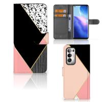 OPPO Find X3 Neo 5G | Book Case | Zwart Roze Vormen OPPO Find X3 Neo 5G | Book Case | Zwart Roze Vormen