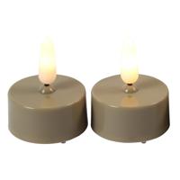 Countryfield LED theelichtjes/waxinelichtjes - 2x st - beige - met timer - warm wit