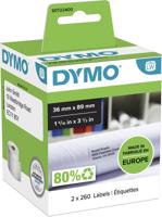 Dymo etiketten LabelWriter ft 89 x 36 mm, wit, 2 x 260 etiketten