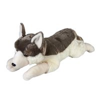 Grote pluche grijze liggende wolf/wolven knuffel 60 cm speelgoed   -