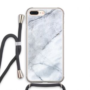 Witte marmer: iPhone 8 Plus Transparant Hoesje met koord