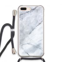 Witte marmer: iPhone 8 Plus Transparant Hoesje met koord
