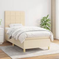 Boxspring met matras stof crèmekleurig 100x200 cm