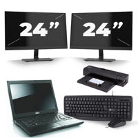 Dell Latitude E6500 - Intel Core 2 Duo - 15 inch - 4GB RAM - 240GB SSD - Windows 10 Home + 2x 24 inch Monitor