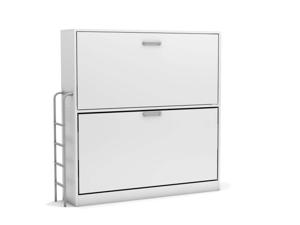 Opklap stapelbed Smart Bunk met bureau - wit