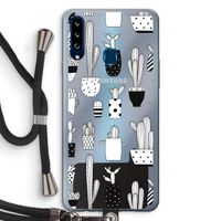 Cactusmotief: Samsung Galaxy A20s Transparant Hoesje met koord