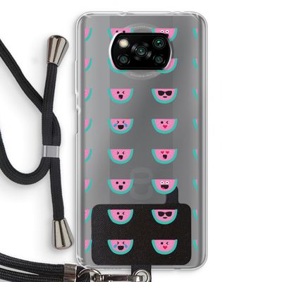 Smiley watermeloenprint: Xiaomi Poco X3 Pro Transparant Hoesje met koord