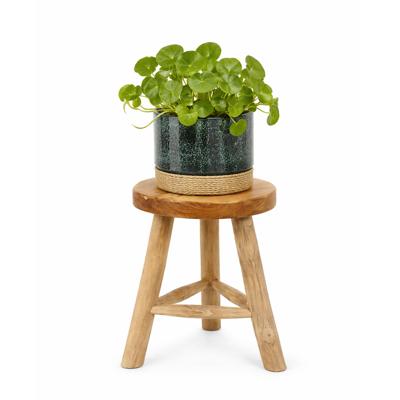 Plantenpot verhoger tafeltje - D30 x H44 cm - naturel kleur - hout - klassiek decoratief