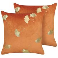 Beliani-TULIP -Sierkussen set van 2-Oranje-45 x 45 cm-Fluweel