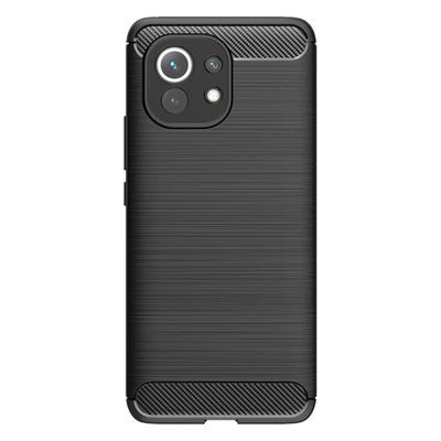 Shop4 - Xiaomi Mi 11 Hoesje - Zachte Back Case Brushed Carbon Zwart Shop4 - Xiaomi Mi 11 Hoesje - Zachte Back Case Brushed Carbon Zwart