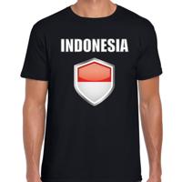 Indonesie vlag thema landen t-shirt - zwart - voor heren - Supporters kleding - korte mouwen