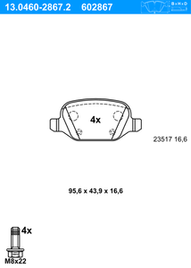 Remblokkenset, schijfrem ATE, u.a. fÃ¼r Alfa Romeo, Lancia, Fiat