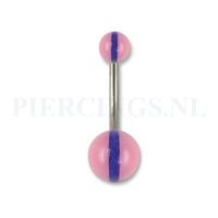 Navelpiercing acryl roze blauw glitter