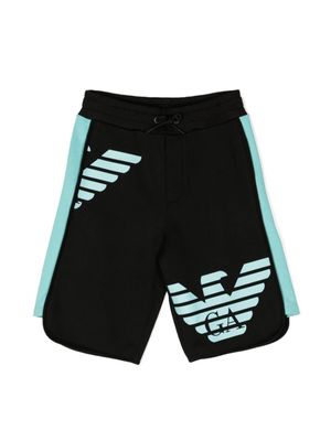 Emporio Armani Kids short en coton à logo imprimé - Noir