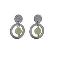 Flow Jewels Hang Oorbellen Fien Licht Groen Steentje Zilver