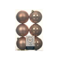 6x stuks kunststof kerstballen toffee bruin 8 cm glans/mat - Kerstbal