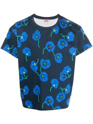 Kenzo t-shirt en coton à fleurs - Bleu