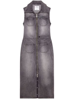 Courrèges robe mi-longue en jean à doubles poches - Gris