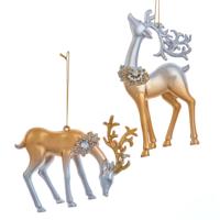 Ornament plastic goud-zilver bloem l13cm II - Kurt s adler