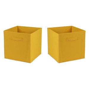 Opbergmand/kastmand Square Box - 4x - karton/kunststof - 29 liter - oker geel - 31 x 31 x 31 cm