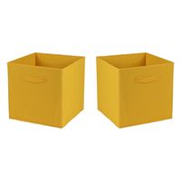 Opbergmand/kastmand Square Box - 4x - karton/kunststof - 29 liter - oker geel - 31 x 31 x 31 cm