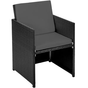 tectake - zitgroep New York-Wicker Tuinset-incl. 2 overtreksets en beschermhoes- zwart- 403819