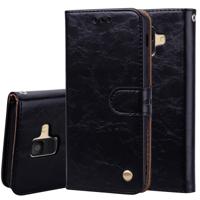 Zakelijke stijl olie Wax textuur horizontale Flip lederen Case voor Galaxy A6 (2018) met houder & kaartsleuven & portemonnee (zwart)