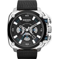 Diesel heren DZ7345 Bamf roestvrij staal zwart lederen horloge