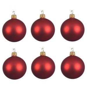 12x Kerst rode glazen kerstballen 8 cm mat