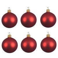 12x Kerst rode glazen kerstballen 8 cm mat - thumbnail