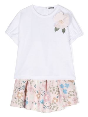 Il Gufo ensemble haut-jupe à fleurs - Blanc
