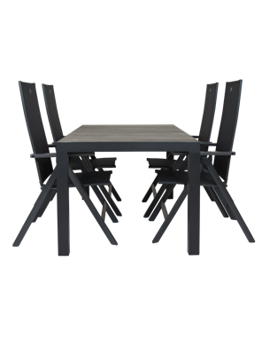 Qopps Levas tuintafel 160 x 90 mat royal Grey met Napoli verstelbare tuinstoel