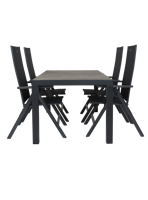 Qopps Levas tuintafel 160 x 90 mat royal Grey met Napoli verstelbare tuinstoel