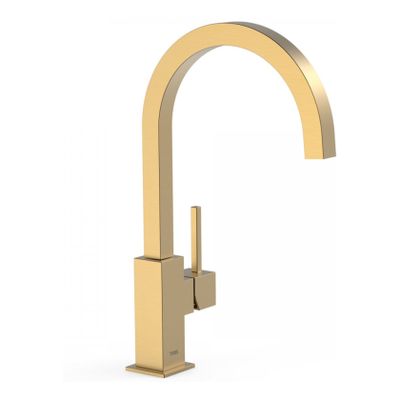 Keukenkraan Tres Top | Opbouw | 360° Draaibaar | Mengkraan | 1-hendel | Vierkant | 24k Goud mat