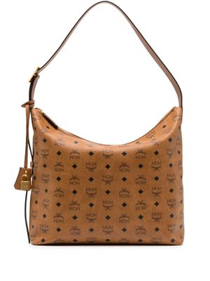 MCM grand sac porté épaule Aren à motif monogrammé - Marron