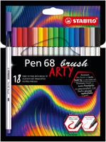 STABILO Pen 68 brush - premium brush viltstift - ARTY etui met 18 kleuren