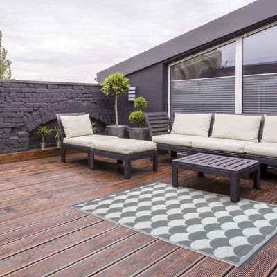 Esschert Design Buitenkleed 180x121 cm grijs en wit OC24