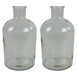 2x Stuks Countryfield Vaas - helder glas - Apotheker fles - D14 x H27 cm