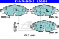 Remblokkenset, schijfrem ATE, u.a. für VW, Skoda, Audi - thumbnail