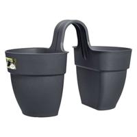 ELHO - Bloempot - Vibia Campana Flower Twin 21 - Antraciet - Buitenbalkon - L 38,4 x B 20,5 x H 26,5 cm